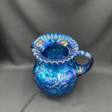 Fenton 9" Blue Iridized Apple Tree Pitcher