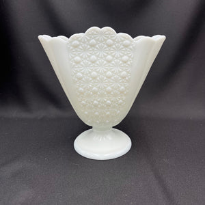 Fenton Daisy and Buttons Flared Milk Glass Fan Vase