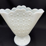 Fenton Daisy and Buttons Flared Milk Glass Fan Vase