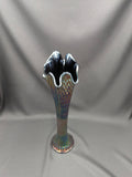 Fenton Diamond Point Ribbed Amethyst Carnival Glass Vase