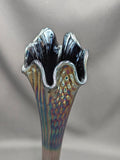 Fenton Diamond Point Ribbed Amethyst Carnival Glass Vase