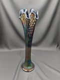 Fenton Diamond Point Ribbed Amethyst Carnival Glass Vase