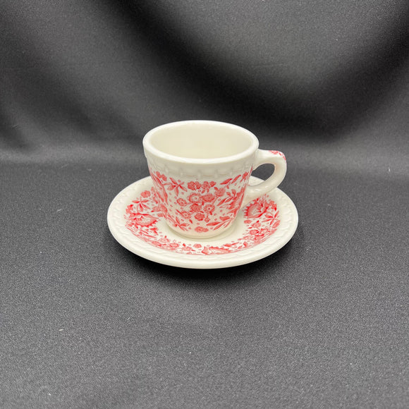 Syracuse China Roxbury Red Econo- Rim Coffee Cup and Saucer- Restaurant Ware