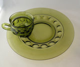 Indiana Glass Snack Plate With Cup; Indiana Kings Crown Thumbprint Pattern