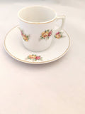 Floral Demitasse Tea Cup and Saucer/ Vintage Tea Cup/ Vintage Demitasse Tea Cup and Saucer