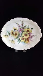 Hand Painted Floral Bowl; AKCD Klingenberg & Dwenger; Limoges France; White Serving Bowl; Flower Bowl
