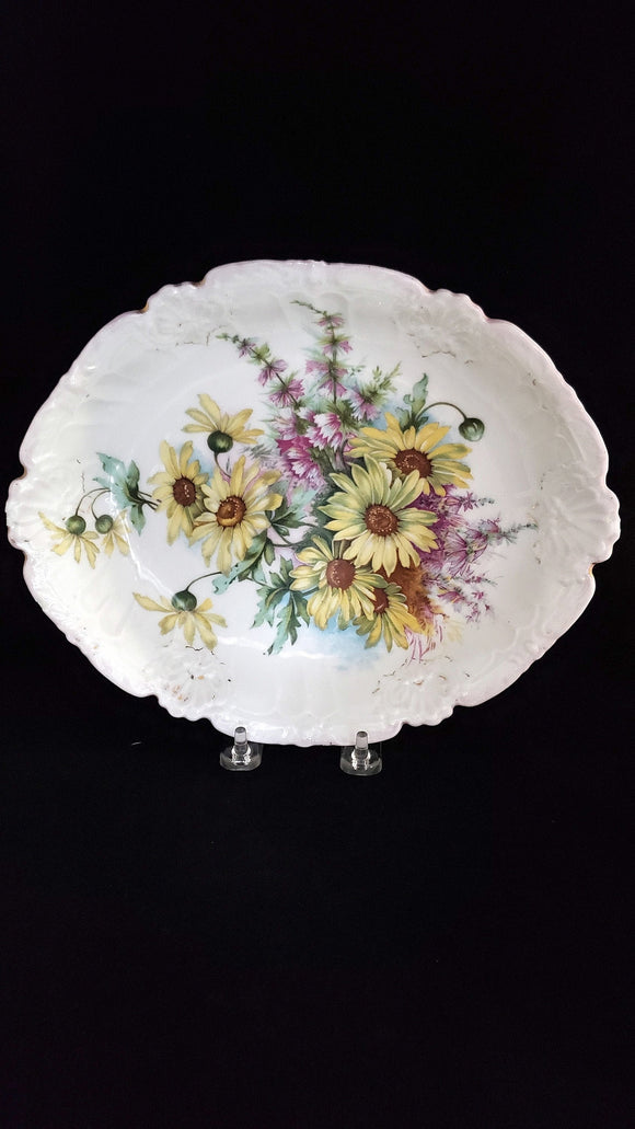 Hand Painted Floral Bowl; AKCD Klingenberg & Dwenger; Limoges France; White Serving Bowl; Flower Bowl