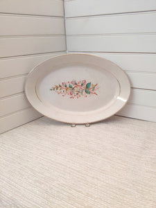 Antique Floral Oval Platter; Antique Warranted Ironstone China Ott & Brewer; Etruria Pottery Works