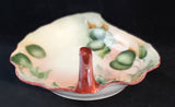 Leaf Shaped Hand Painted Dish;  Limoges France; Handled Leaf Dish