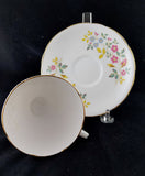 Vintage Gladstone Tea Cup and Saucer, Staffordshire England, Floral Design