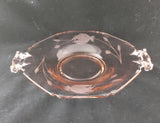 Pink Glass Elegant Etched Glass Plate with Handles