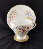 Vintage Gladstone Tea Cup and Saucer, Staffordshire England, Floral Design