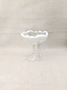 Antique Northwood Glass Company Intaglio Pattern Opalescent Jelly Compote, Clear Early American Pressed Glass