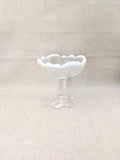 Antique Northwood Glass Company Intaglio Pattern Opalescent Jelly Compote, Clear Early American Pressed Glass