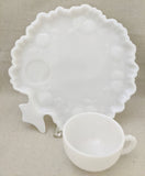 Hazel Atlas Apple Orchard Milk Glass Snack Set, Set of 8, Vintage