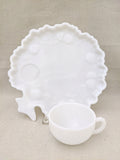 Hazel Atlas Apple Orchard Milk Glass Snack Set, Set of 8, Vintage