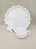 Hazel Atlas Apple Orchard Milk Glass Snack Set, Set of 8, Vintage