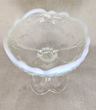 Antique Northwood Glass Company Intaglio Pattern Opalescent Jelly Compote, Clear Early American Pressed Glass