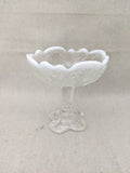 Antique Northwood Glass Company Intaglio Pattern Opalescent Jelly Compote, Clear Early American Pressed Glass