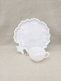 Hazel Atlas Apple Orchard Milk Glass Snack Set, Set of 8, Vintage