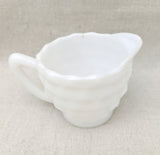 Jeanette Milk Glass Creamer and Open Sugar; Jeanette Cubist Pattern