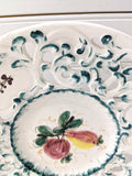 Italian Majolica Reticulated Fruit Plate; Vintage Fruit Plate