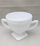 Milk Glass Creamer and Sugar Set/ Footed Creamer/ White Glass