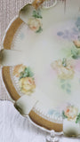 Vintage PT Bavaria Hand Painted Floral Plate, Reticulated Handles