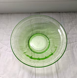 Set of 2 Federal Green Depression Glass Colonial Fluted (Rope) Bowls, Vintage