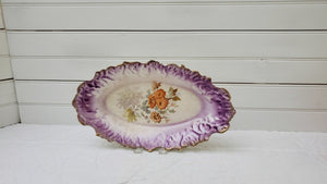 Ceramic Floral Antique Serving Dish; La Francaise French China Company; Antique Porcelain Serving Platter