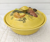 Los Angeles Potteries 1971 Covered Casserole; 3-D Vegetable Lid, Yellow