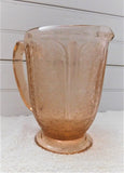 Vintage Jeannette Glass Pink Cherry Blossom  Footed Pitcher