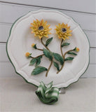 Embossed Hand Painted Plate-Hanging Plate with ribbon by Valerie