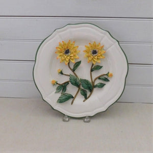 Embossed Hand Painted Plate-Hanging Plate with ribbon by Valerie