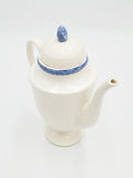 Vintage White Teapot with Blue Accents, Classic White and Blue Collectible Teapot