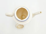 Vintage White Teapot with Blue Accents, Classic White and Blue Collectible Teapot