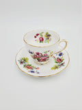 Duchess Antique Bone China Floral Swag and Basket, London Collection, Vintage Teacup and Saucer