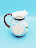 Vintage Seymour Mann Chrysanthemum Majolica Pitcher, Vintage Pastel Floral Majolica Pitcher