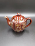 Brown Hand Painted Teapot, Made in Japan; Japanese Brown Teapot; Moriage Redware Pottery Teapot