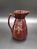 Brown Hand painted Ceramic Pitcher; Moriage Redware Pottery Pitcher; Hand Painted Pitcher, Made in Japan