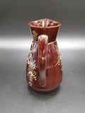 Brown Hand painted Ceramic Pitcher; Moriage Redware Pottery Pitcher; Hand Painted Pitcher, Made in Japan