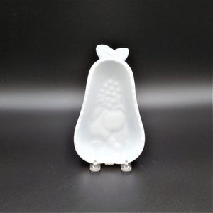 Hazel Atlas Milk Glass Pear Blossom Dish; Vintage Milk Glass; Serving Dish; Trinket Dish