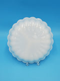 Anchor Hocking Milk Glass Divided Plate with Gold Coated Hobnail Buttons; Milk Glass Dish;