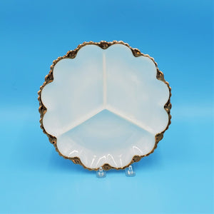 Fire King Milk Glass Divided Plate; Divided Serving Dish; Milk Glass PLate