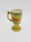 Luzier Yellow Green Brown Air Brush Footed Mug; Vintage Luzier Mug; Luzier Porcelain Mug