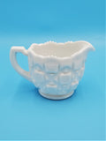 Westmoreland Milk Glass Creamer; Westmoreland Glass Company; Westmoreland Old Quilt Pattern; Pressed Glass