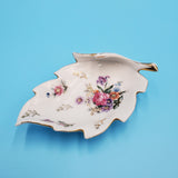 Porcelain Floral Folded Leaf Dish; Hand Painted China; Leaf Pattern Dish; Trinket Dish; Soap Dish