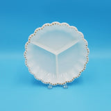 Anchor Hocking Milk Glass Divided Plate with Gold Coated Hobnail Buttons; Milk Glass Dish;