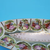 Porcelain Relish Dish, Royal Vienna Resemblance ; Courting Couple; Oval Relish Dish; Vintage Relish Dish