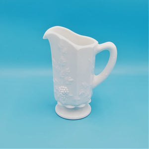 Westmoreland Milk Glass Pitcher, Paneled Grape Pattern; Westmoreland Paneled Grape; Grape Pattern Pitcher